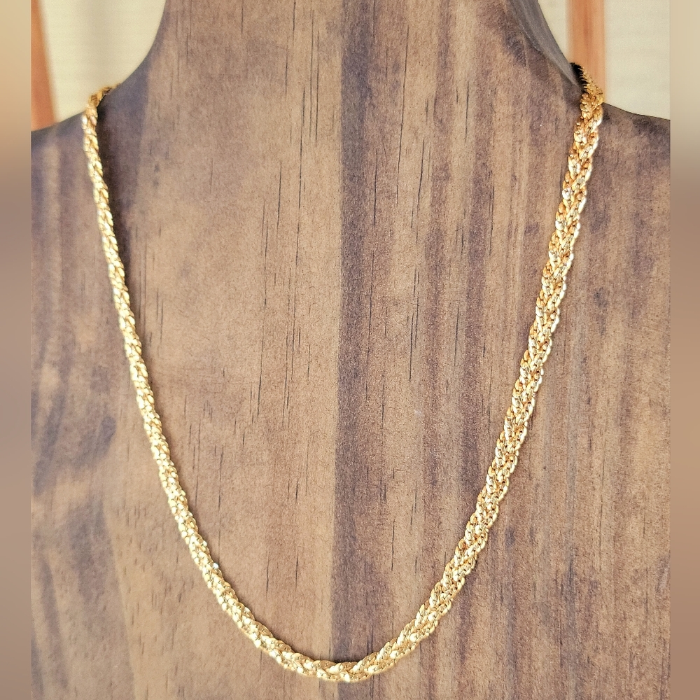 SOLID 14K YELLOW GOLD BRAIDED CHAIN NECKLACE 13.63 GRAMS MARKED TESTED (019NECK)